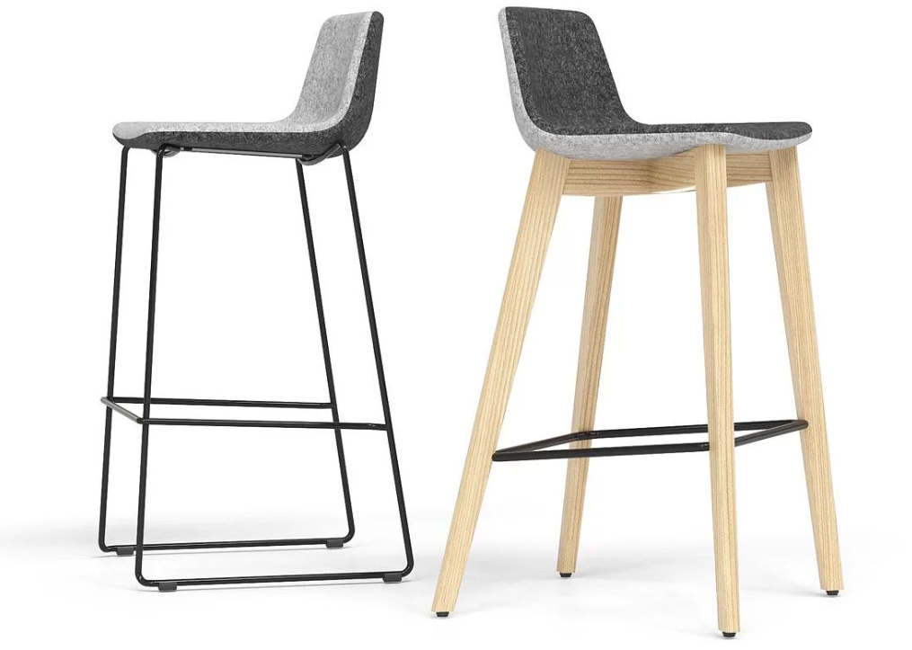 TWIST&SIT High wood base chair, W2 - Ash stained light grey, DU1 - Dark brown